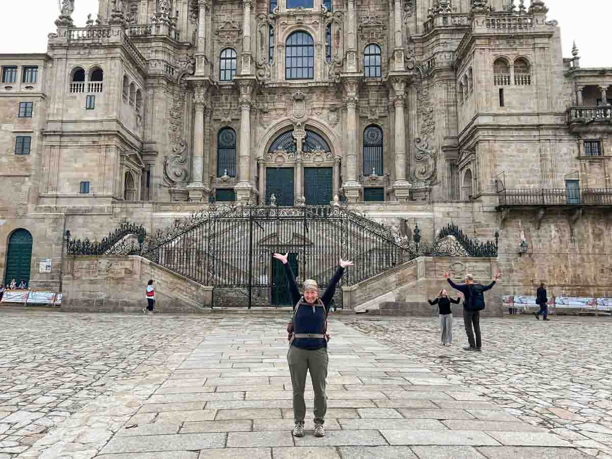 Santiago de Compostela cathedral hiker arrival