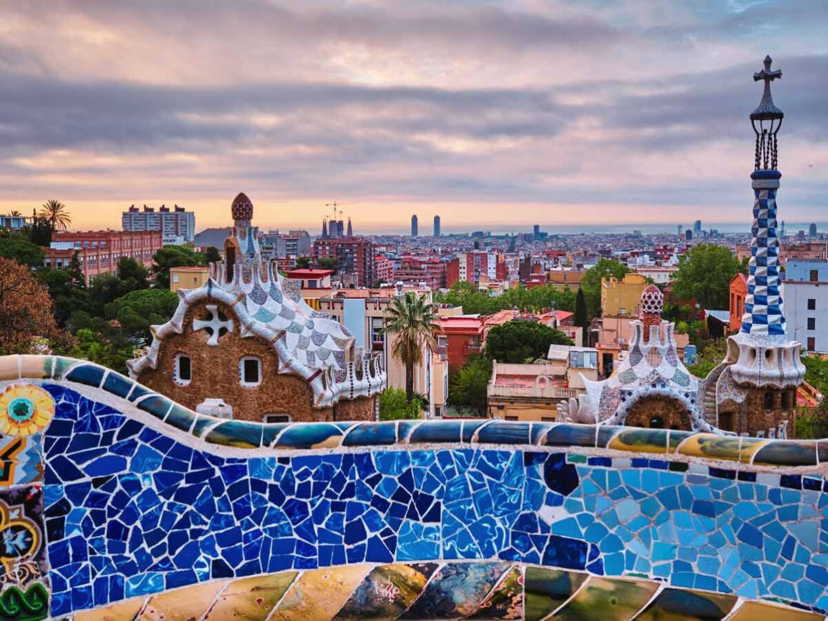 Park Guell in Barcelona, with mosaic tiles.