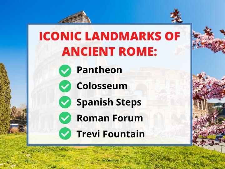 Iconic landmarks of ancient Rome
