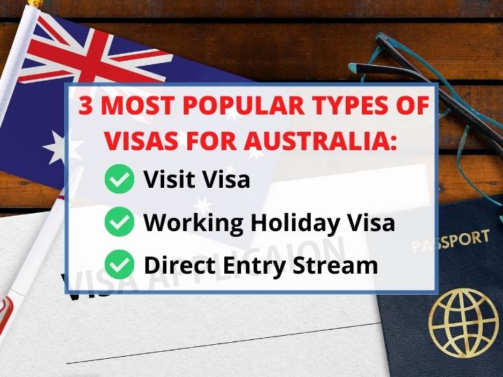 Most popular types of visas for Australia