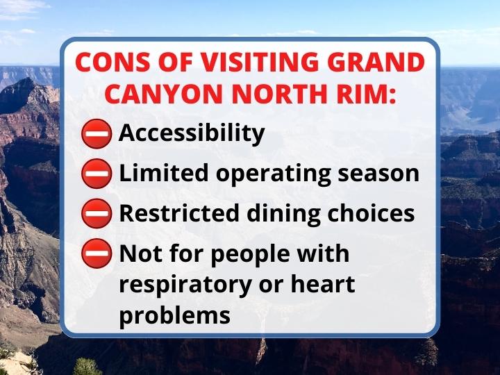 Drawbacks of Exploring Grand Canyon North Rim