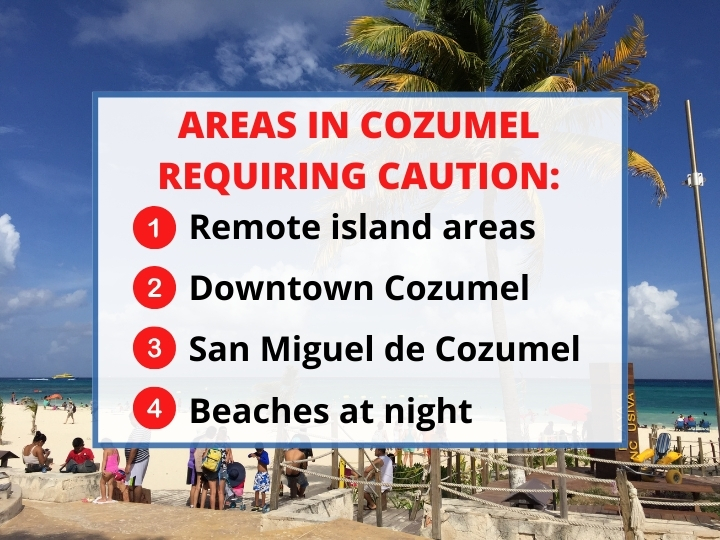 Areas in Cozumel Requiring Caution